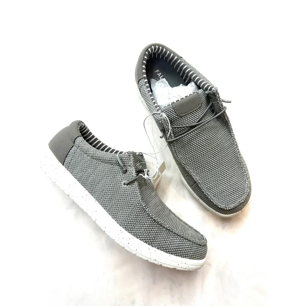 FALLS CREEK $45 Mens 9 Gray White Enzo Slip On Casual Memory Foam Shoes FC2